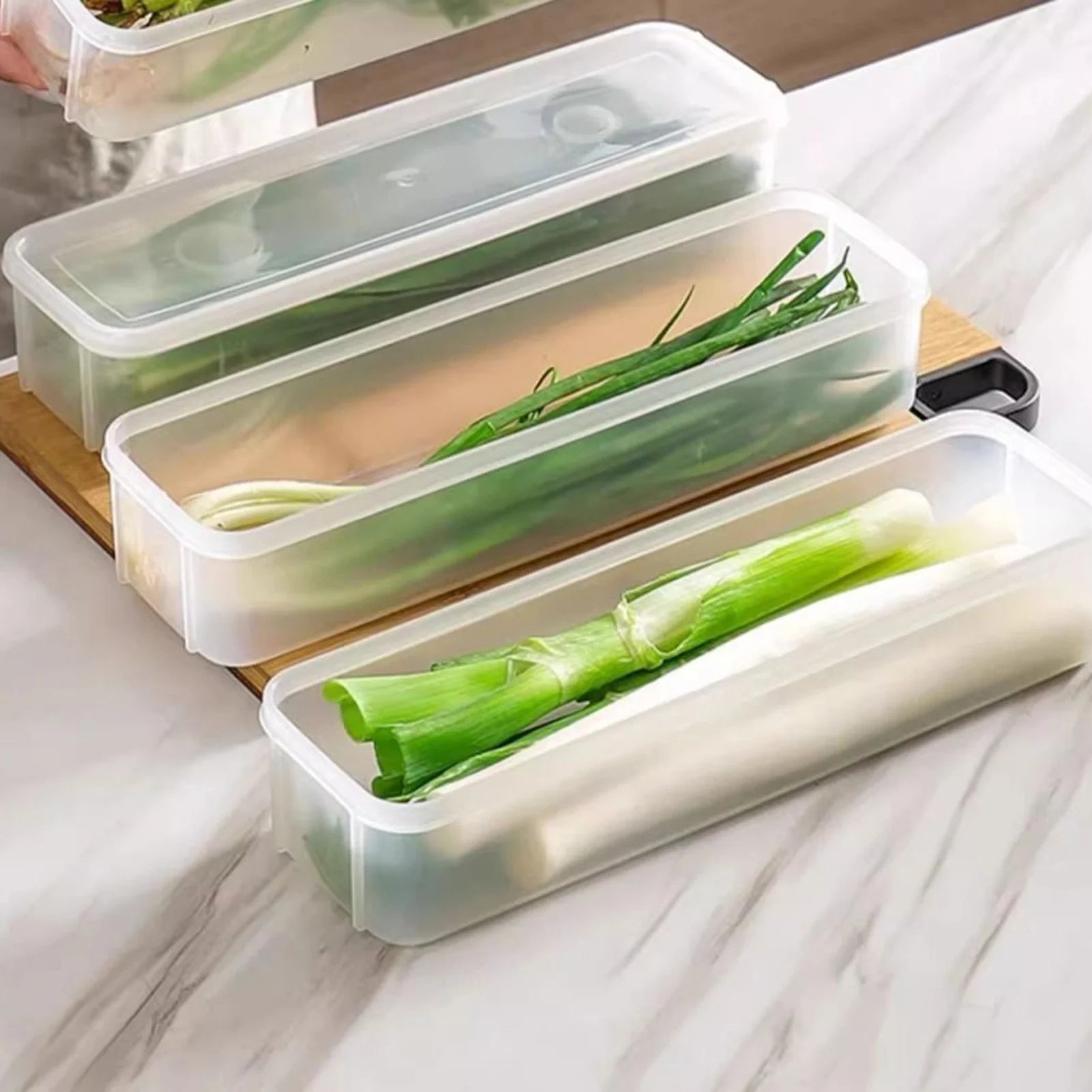 Cilantro Scallion Storage Box Refrigerator Fresh Keeper Container With Lid Vegetables Eggs Noodles Sealing Kitchen Organizer