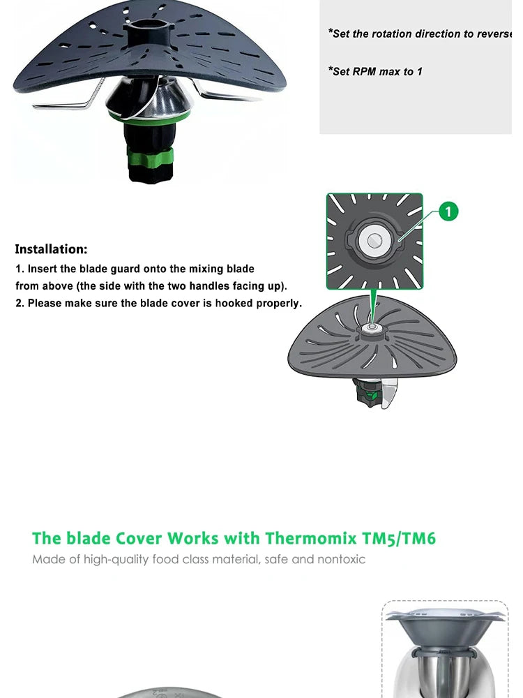 Nylon Innovative Knife Cover Blade Cover Protector Compatible with Vorwerk Thermomix BIMBY TM5 TM6 TM31 Cooking Kitchenware