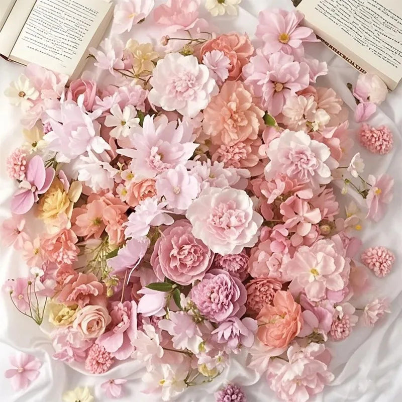 1Bag Artificial Flower Head For Home Room Wedding Decoration Handmade Craft Wreath Christmas Tree Decor 2025 Navidad Supplies