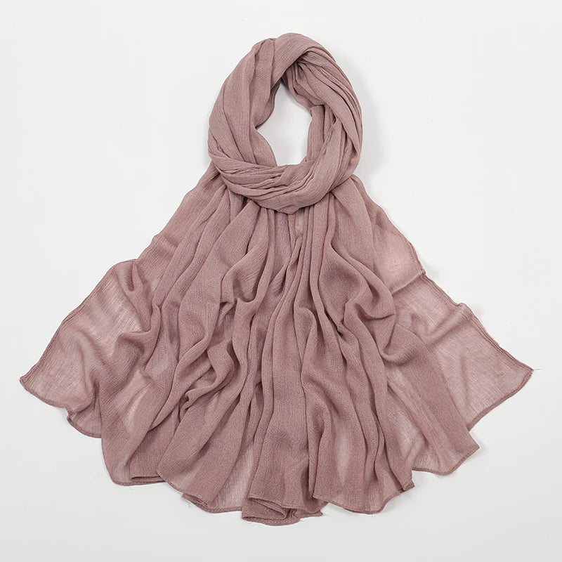 New Arrival Crinkle Rayon Hijab Women Muslim Scarf Shawls Solid Headscarf Wraps Big Size Plain Islamic Turban Headbands Foulard