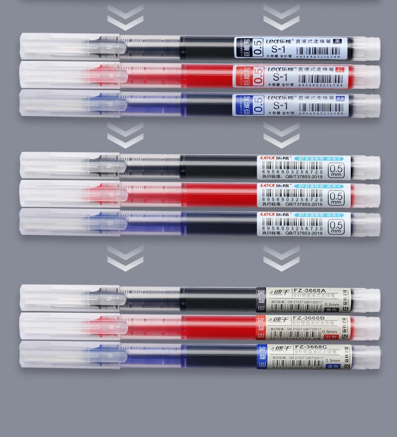 10Pcs/set High Quality Needle Type Gel Pens Straight Liquid Ballpoint Pen Kawaii Stationery School Office Supplies Writing