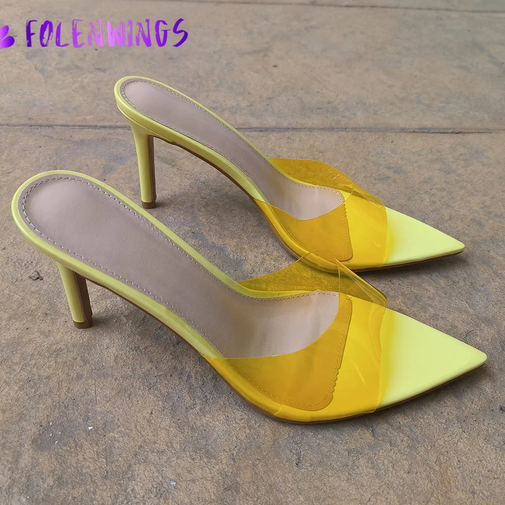 2026 Peep Toe Sexy Summer Women's Mules Pump Sandals Elegant Chic Super Thin High Heels Office Lady Party Shoes Slipper Sandals