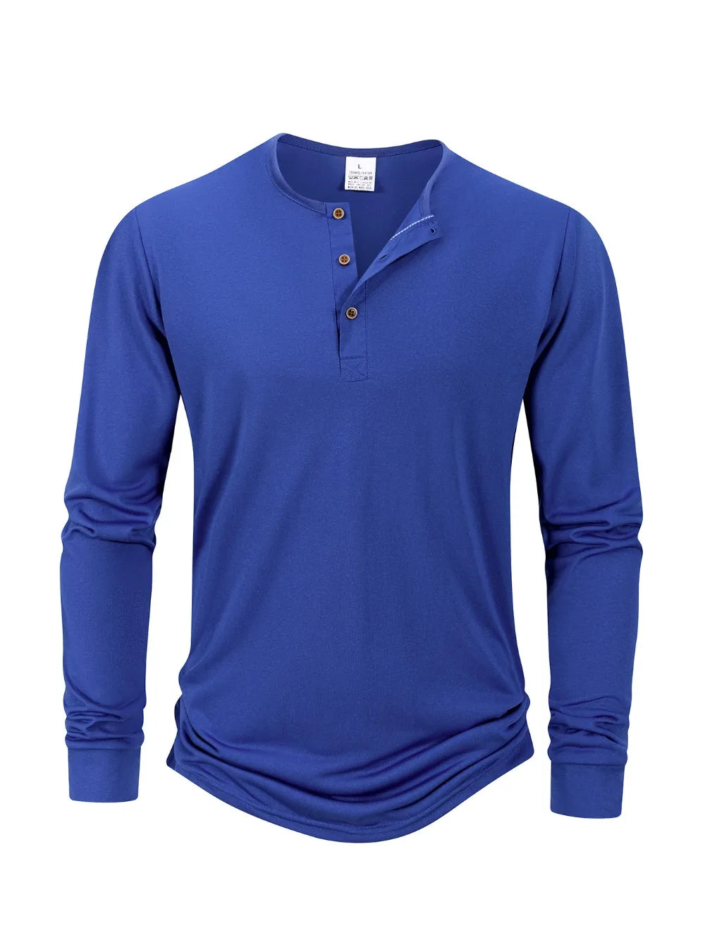 Men's T Shirt Autumn Button Long Sleeve Henley Neck T-Shirt Solid Color Casual Breathable Versatile Tops Fashion Slim T-Shirts