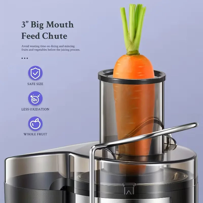 Multifunctional Juicer,Blender,Food Processor 3 Inch WideMouth Extractor for Fruits and Vegetables.Easy toClean,Simple to Assemble,Fully Detachable.Features a HighJuice Yield and Rapid Extraction for Fresh Fruit VegetableJuic