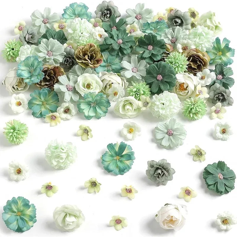 1Bag Artificial Flower Head For Home Room Wedding Decoration Handmade Craft Wreath Christmas Tree Decor 2025 Navidad Supplies