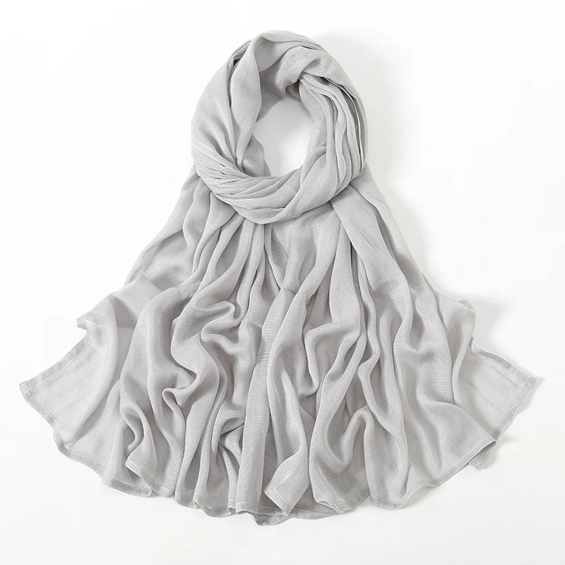 New Muslim Hijabs for Women Scarf Thin Plain Shawls Femme Musulman Soft Viscose Rayon Headscarf Islamic Turban Headband 190x85cm