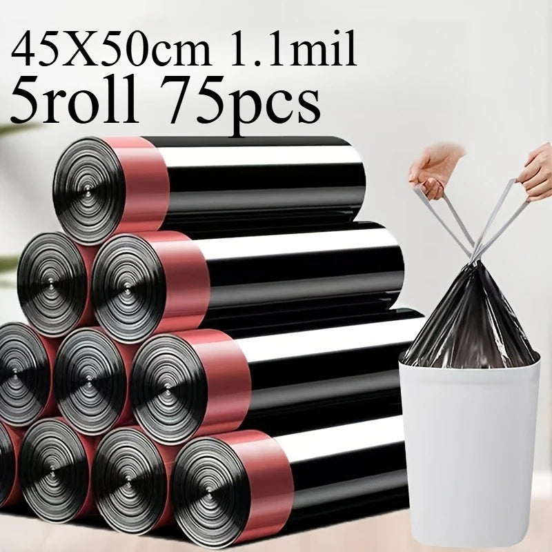 1/3/5Rolls 3.6Gallon Drawstring Trash BagsHeavy Duty Bin Liners for Kitchen, Bathroom, Bedroom, Living Room and Office.