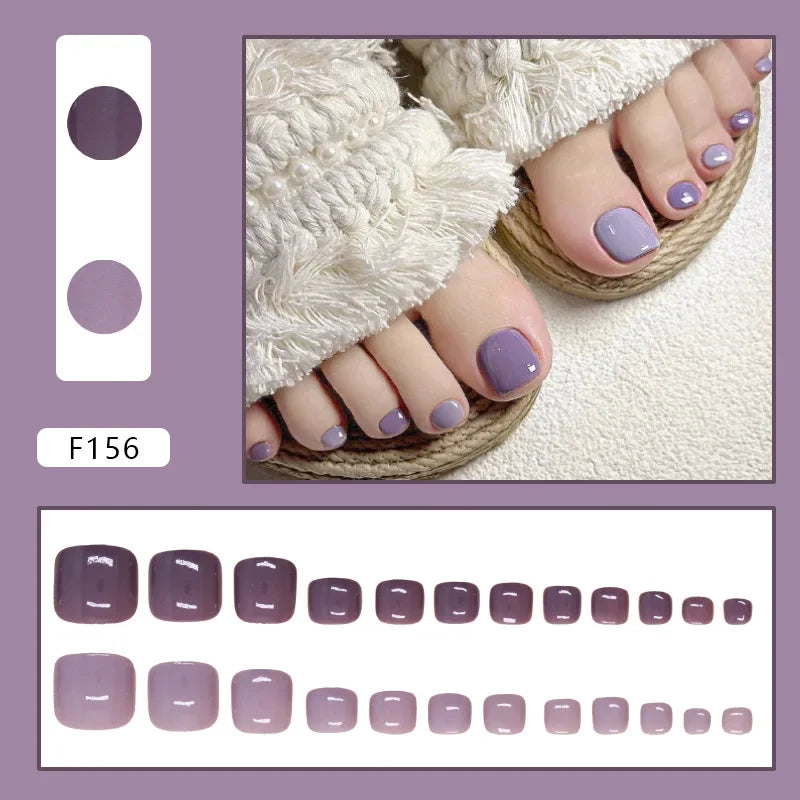 Simple French Press on Nails Fake Nails Tips with Sticker False Toenail Design Butterfly Lovely Girl False Toenail