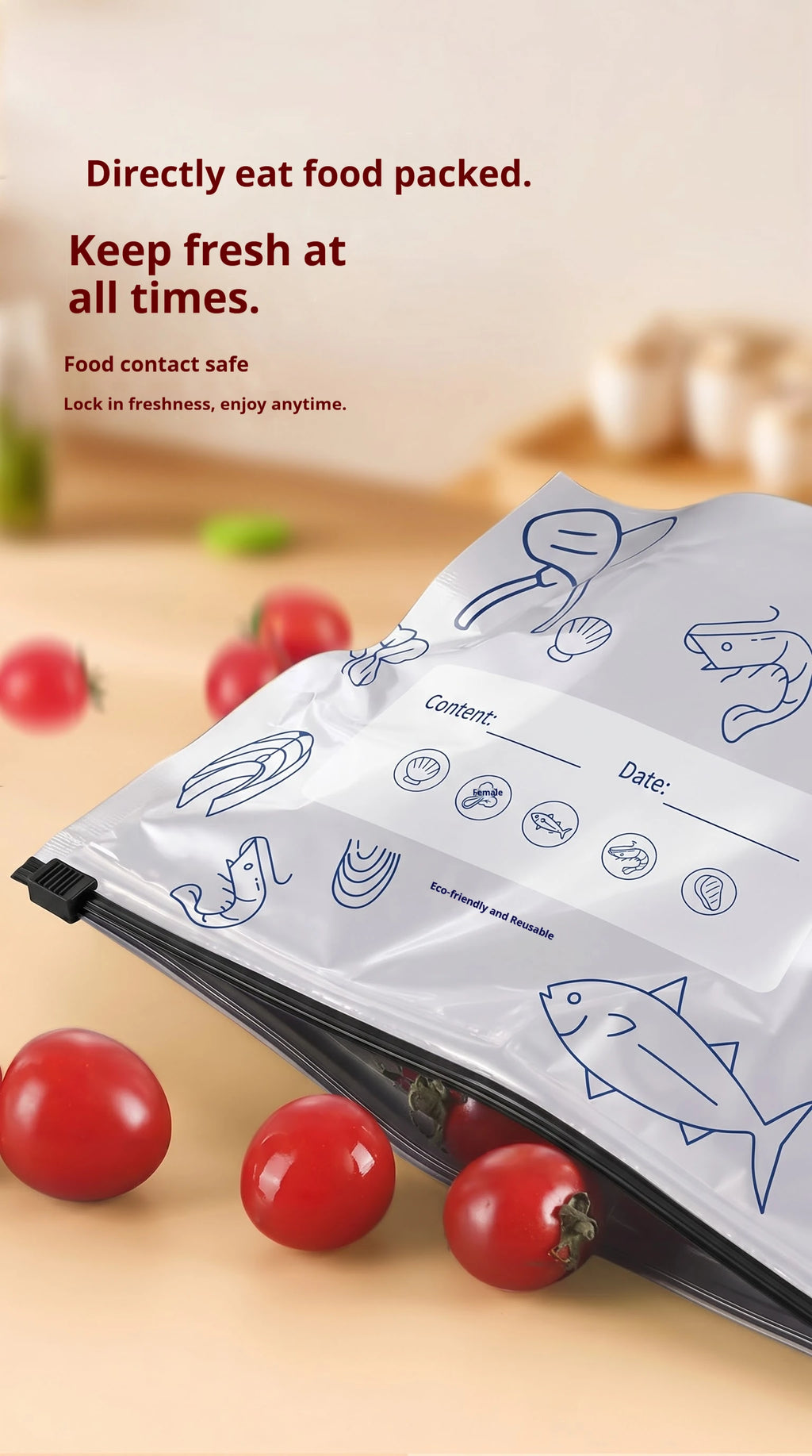60pcs Aluminum Foil Food Sealable Storage Bags, Freezer Bags, Up Sealable Bags with Label And Zip Lock, Zip Seal Food Bags