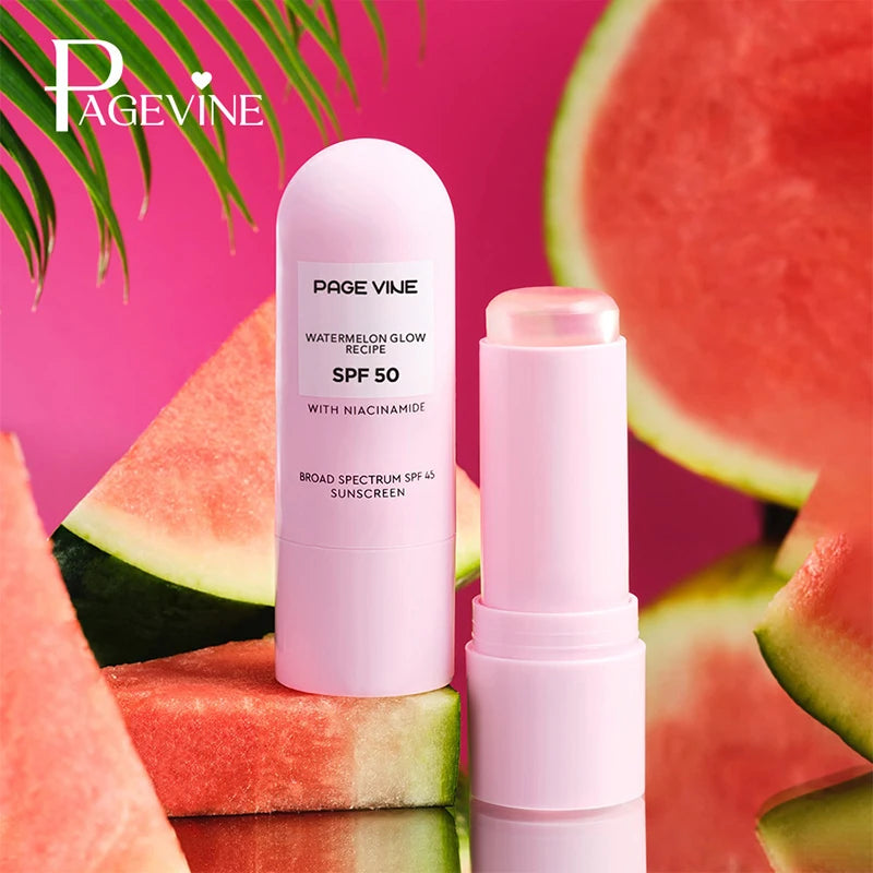 Watermelon Niacinamide High Gloss Sunscreen Stick Spf50++++ Moisturizing Brightening Portable Face Body Sunscreen Facial Care