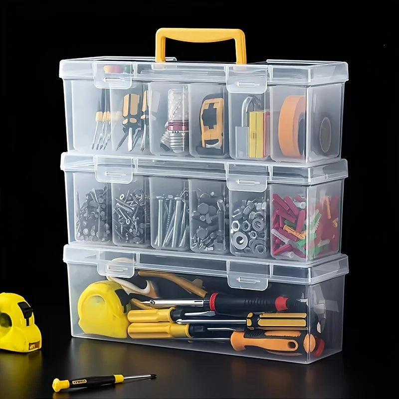 Professional 7-Piece Tool Organizer Set,Transparent Parts Storage with Dividers-Portable Case for Screws,Wrenches & DIY Hardware
