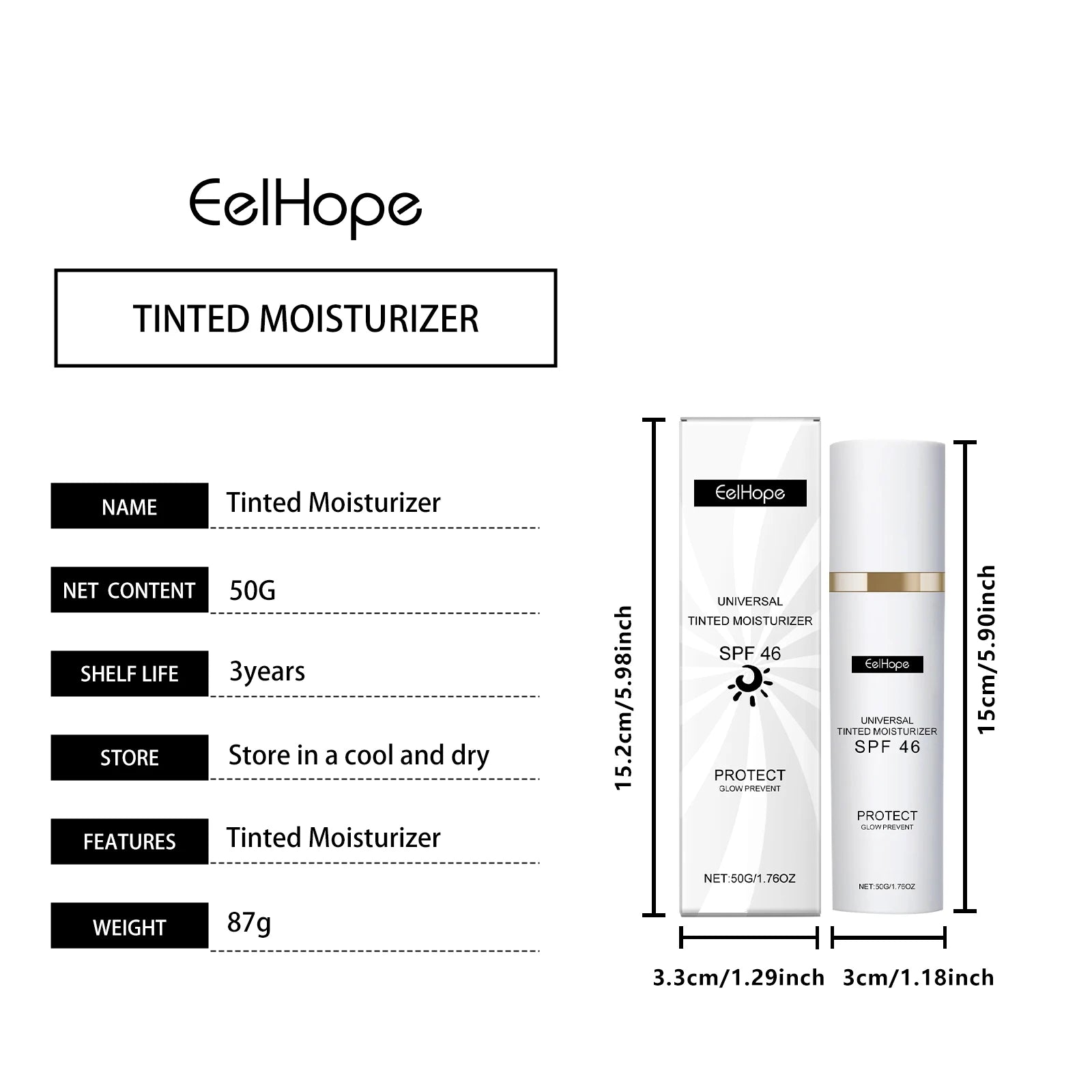 Sunscreen Tinted Moisturizer EELHOPE Lightweight Non Greasy Brightening Skin Tone Long Lasting Sun Protection For Daily Outdoor