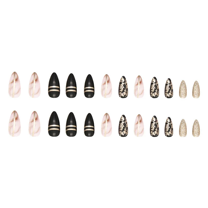 24 pieces of new French-style press-on nails (fashionable fake nail stickers), paired with 1 piece of jelly glue and 1 nail file