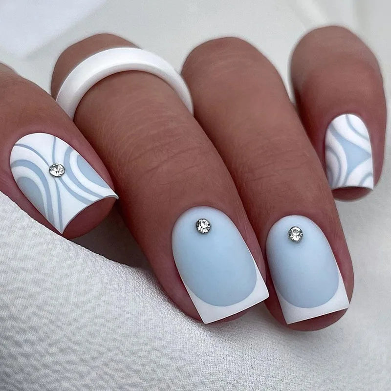 24Pcs/Set Love Ballerina Press on Nails Sets Free False Nails Adhesive Full Cover Artificial Art Fake Nail Professional Material