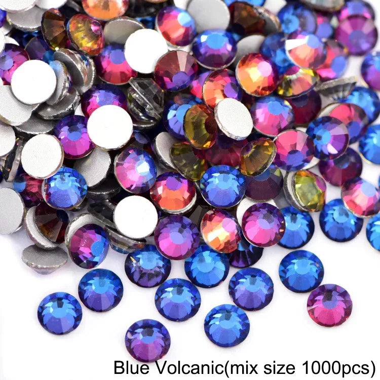 1440Pcs/Pack Flatback 3D Glass Swarovsky DIY Nails Rhinestones Art Decoration Shiny Crystal Stones Gems Manicure