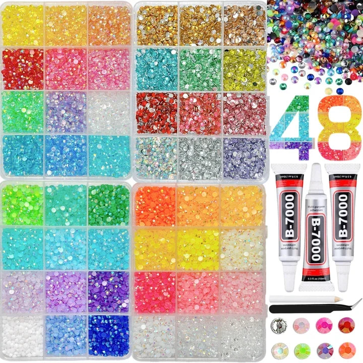 1Box/1Set Hot Selling Flash Nail Rhinestones Bedazzling Kit 3mm Multi-style Colorful Resin Nail Diamond Jewelry DIY Nails Parts