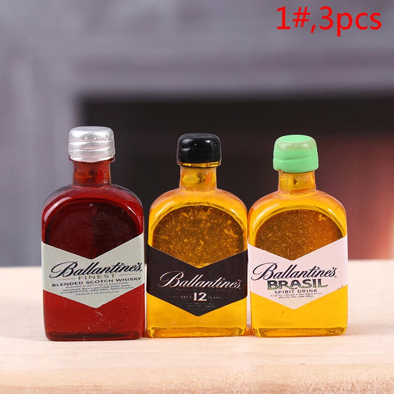 1 Set 1/12 Miniature Wine Bottles Dollhouse Kitchen Accessories - Mini Dolls House Living Room Accessories Beer Drink Bottles