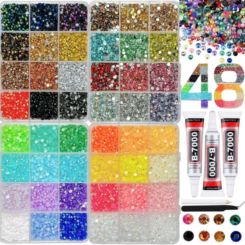 1Box/1Set Hot Selling Flash Nail Rhinestones Bedazzling Kit 3mm Multi-style Colorful Resin Nail Diamond Jewelry DIY Nails Parts