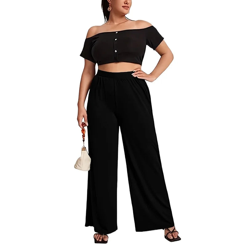 2025 Trendy Classy Wide Leg Pants Women Solid Black Regular Waist Comfortable Slimming Office Daily Wear 