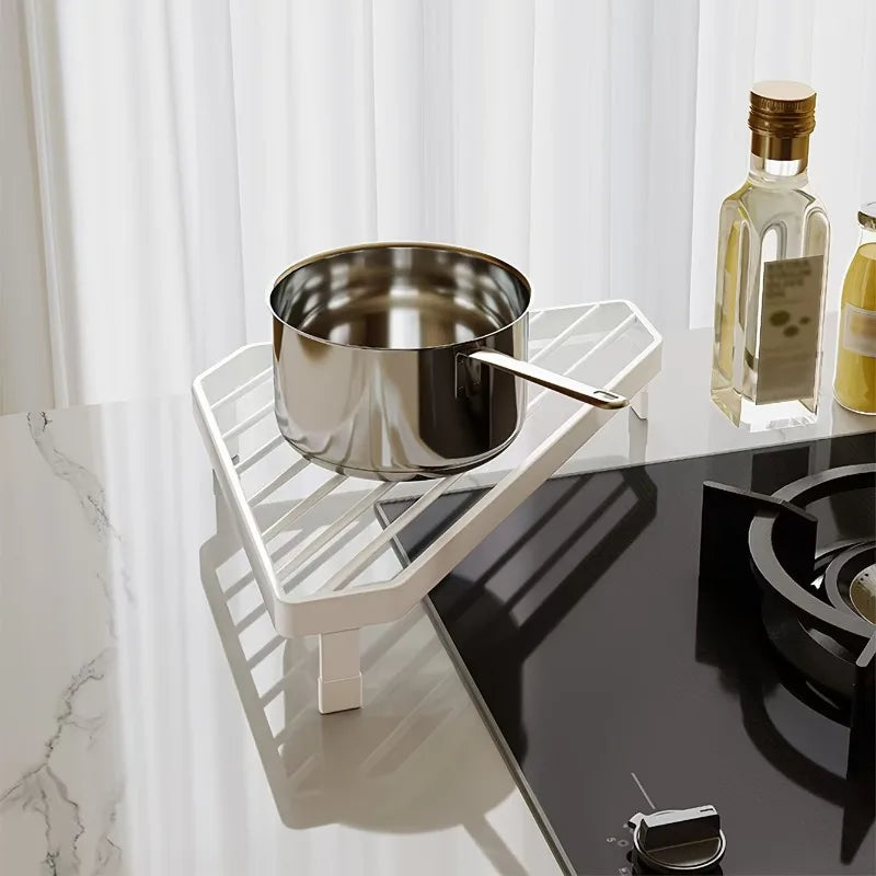 Kitchen Metal  Triangular Iron Rack Heat Insulation Pot Rack Heat-Resistant Corner Countertop Frying Pan Storage Rack