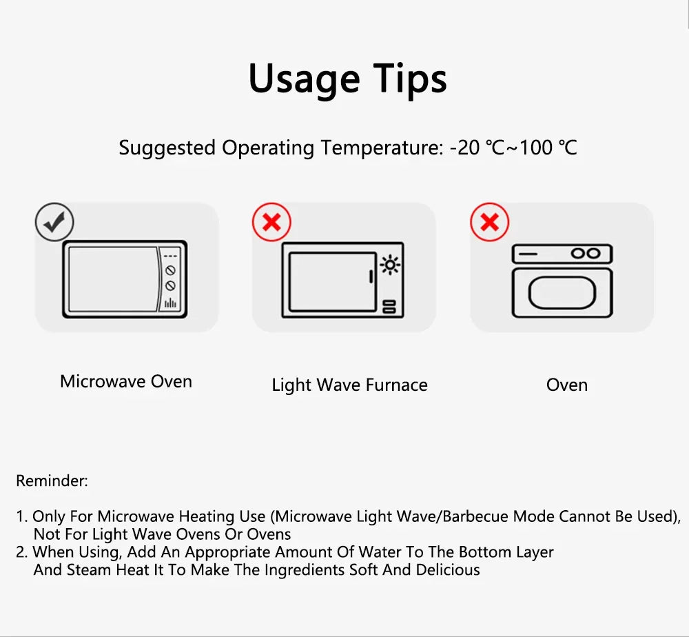 COOKER KING Microwave Heating Steamer Large Capacity Household Kitchen Steamer Box with Steam Vent