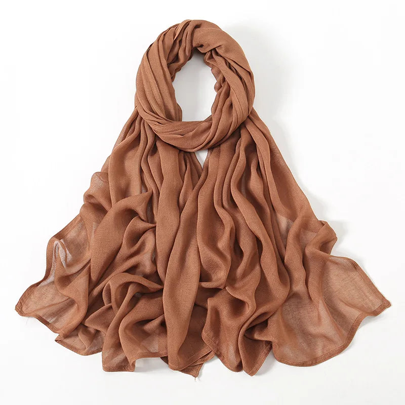 New Muslim Hijabs for Women Scarf Thin Plain Shawls Femme Musulman Soft Viscose Rayon Headscarf Islamic Turban Headband 190x85cm