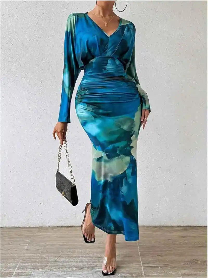 Women's Long Sleeve Dress European Style Batwing Sleeve Other Fabric Ladies Fashion Citywalk Dress Winter Collection