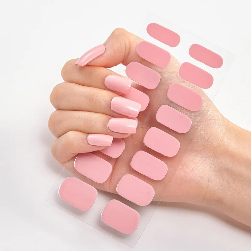 16p solid color stickers nail art supplies European and American simple decals oil film decals press on nails stickers designer