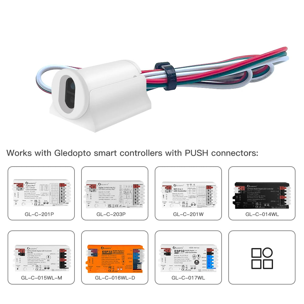 GLEDOPTO ESP32 WLED LED Controller RGBIC LED Strip Light Dynamic Lighting IR Switch Sensor Gesture-Aware Trigger WS2811 SK6812