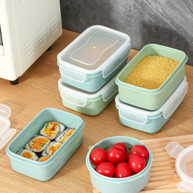 Mini Refrigerator Crisper Small Lunch Box Plastic Airtight Jar Storage Box Round Kitchen Insulated Lunch Box Organizer Snack Box
