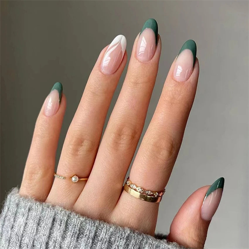 24Pcs Manicure Wearable Fake Nails Ballerina Removable Coffin Fake Nails Finished Women Girls Almond False Nails Art Decoration