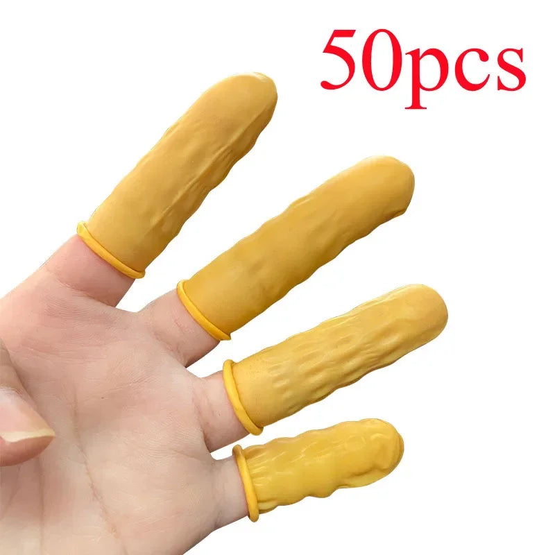 Protective Fingertip Natural Rubber Gloves Disposable Latex Finger Cots for Workplace Safety Nail Makeup Eyebrow Extension