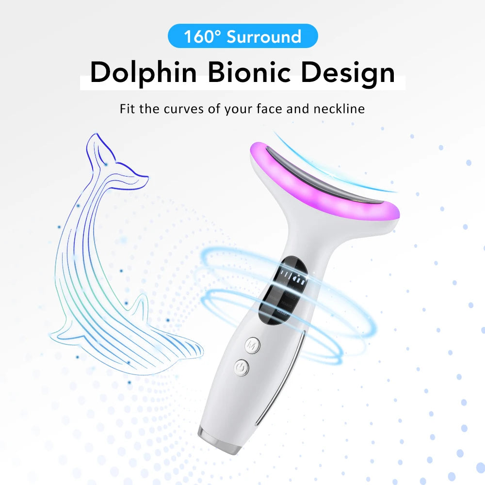 EMS Micro-current Neck & Face Beauty Device LED IPL Skin Rejuvenation Double Chin Reducer Facial Lifter Skin Tightening Massager