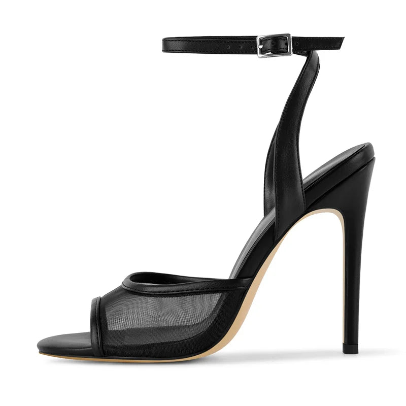 Onlymaker Women  Peep Toe 12CM Thin High Heels Pumps Sandals Ladies Buckle Strap Open Toe Big Size Summer Stiletto Sandals