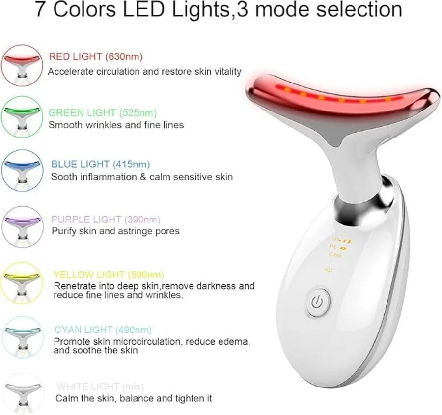 Electric Neck Massager Facial Lift with Seven Light Modes LED Skin Tightening Beauty Instrument