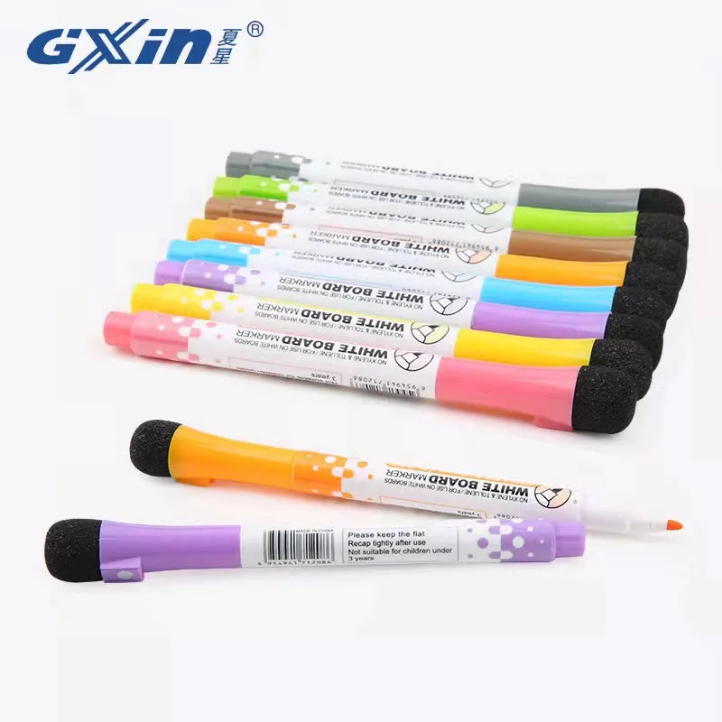 Gxin G-208 8Pcs Erasable Markers Set Colors Magnet Whiteboard Ink Pens School Teacher Resources Graffiti Drawing.Color Markers.
