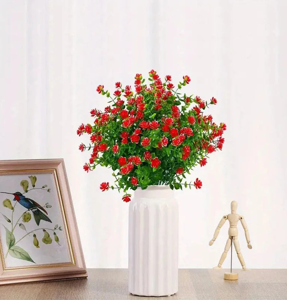 1 Bundle Artificial Flowers Outdoor UV Resistant Shrubs Plants Fake Flower Greenery for Office Kitchen Wedding Garden Decor