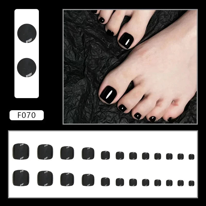 Simple French Press on Nails Fake Nails Tips with Sticker False Toenail Design Butterfly Lovely Girl False Toenail
