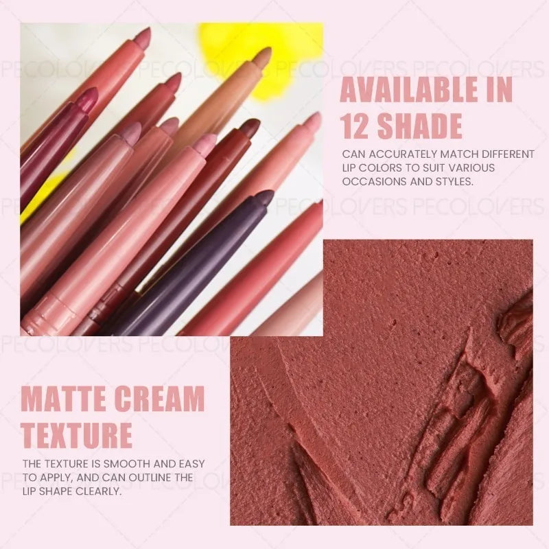 Multi-color Lipstick, Solid Lip Liner, Depicts The Outline of The Lips, Charming and Full Lips, Without Drying, Lip Cosmetics