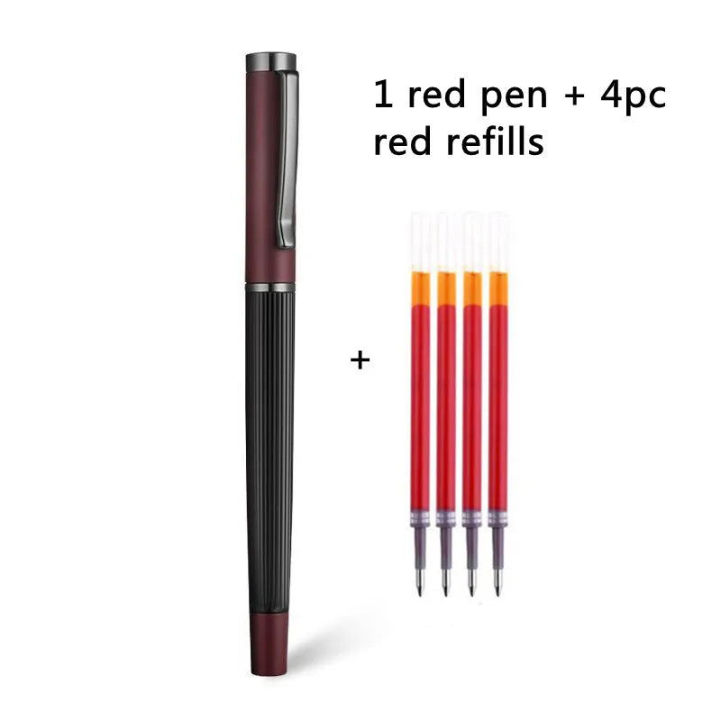 1Pc Ball point Pen + 4pc Refills Bullet 0.5mm Matte Red Roller ball Pen School Office Supplies Stationery Ink Pen S