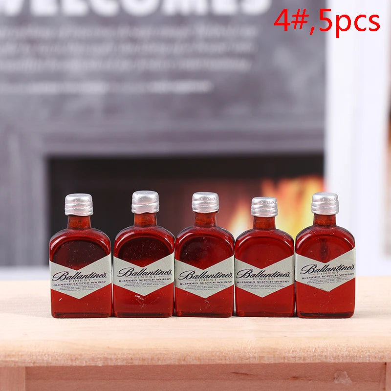 1 Set 1/12 Miniature Wine Bottles Dollhouse Kitchen Accessories - Mini Dolls House Living Room Accessories Beer Drink Bottles