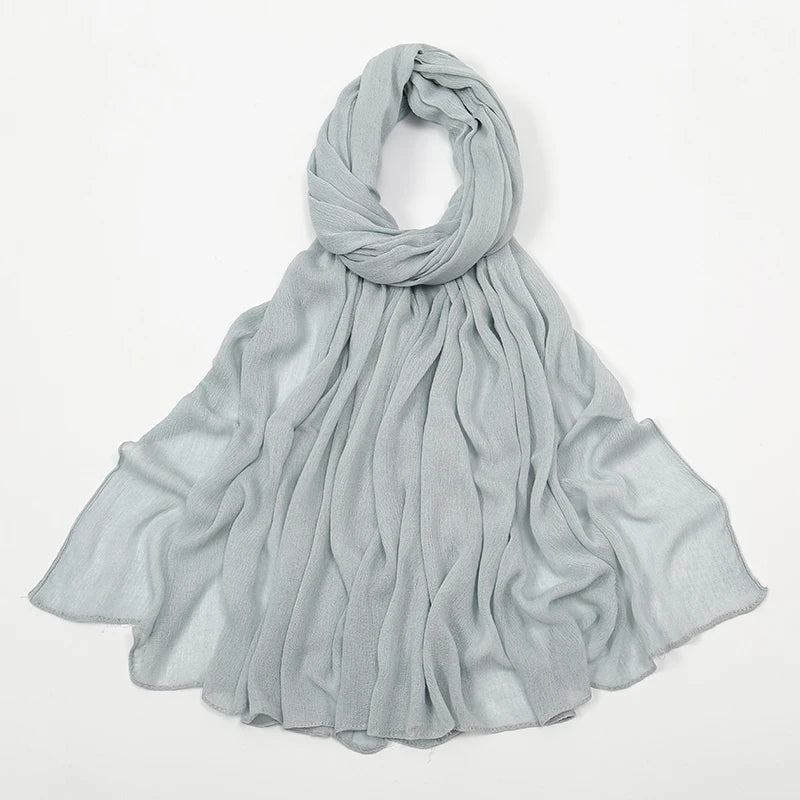New Crinkle Rayon Hijab For Women Muslim Scarf Long Shawls Solid Islamic Turban Headband Heascarf Wraps Ramandan Headband