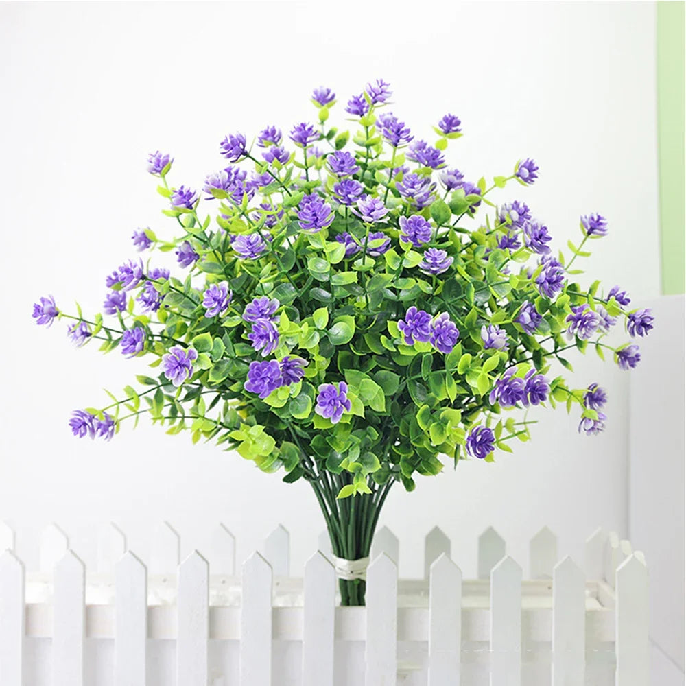 1 Bundle Artificial Flowers Outdoor UV Resistant Shrubs Plants Fake Flower Greenery for Office Kitchen Wedding Garden Decor