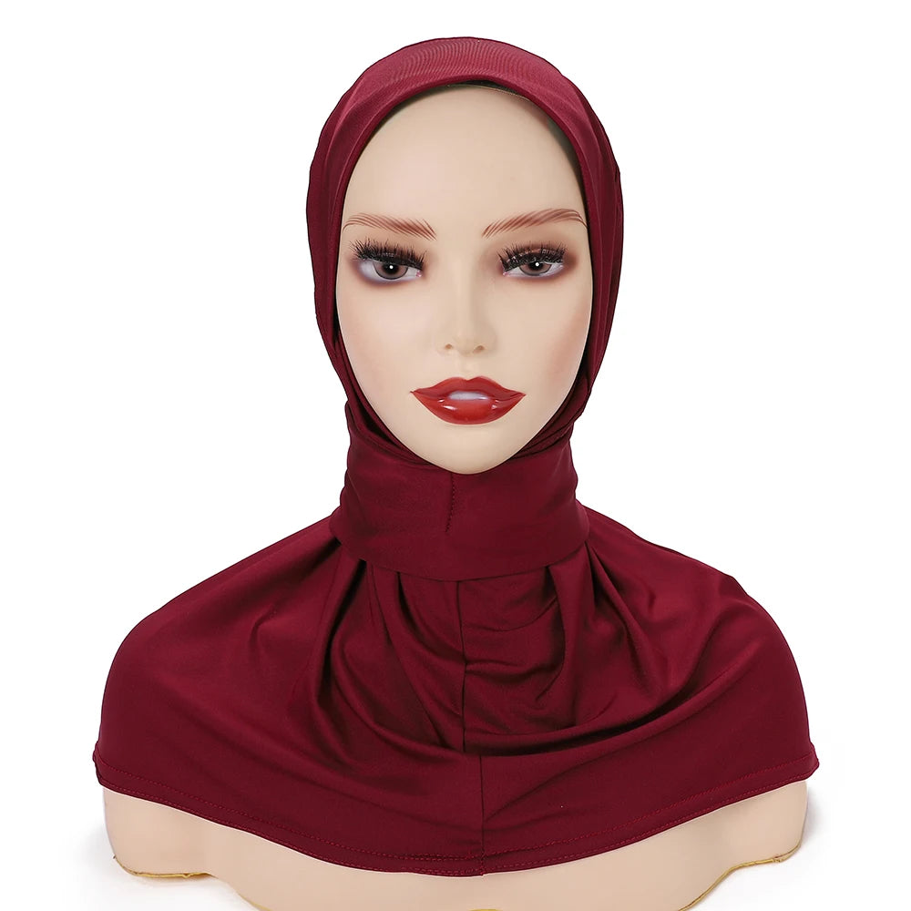 New Instant Hijab for Muslim Women Full Cover Headwraps Scarf Islam Turban Caps Ready to Wear Snap Undercap Hijab