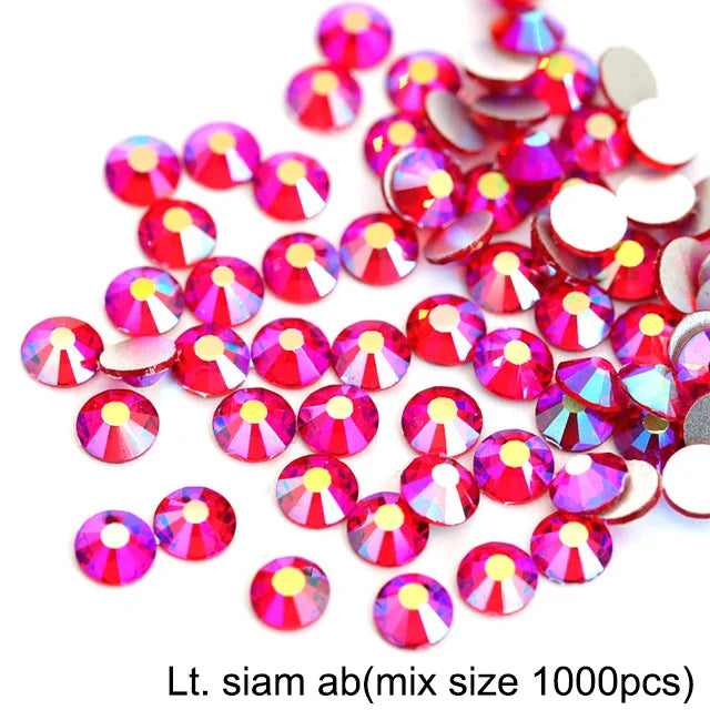 1440Pcs/Pack Flatback 3D Glass Swarovsky DIY Nails Rhinestones Art Decoration Shiny Crystal Stones Gems Manicure