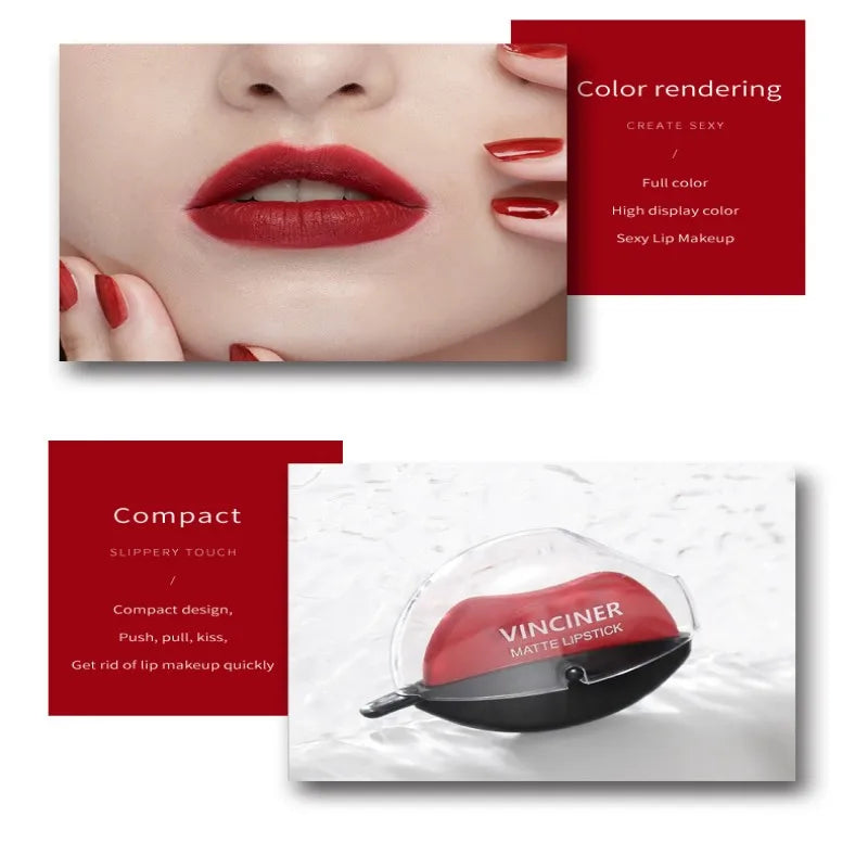6-color lipstick, one-sucking lazy lipstick, long-lasting and not easy to fade, matte makeup effect, non-irritating matte lipsti