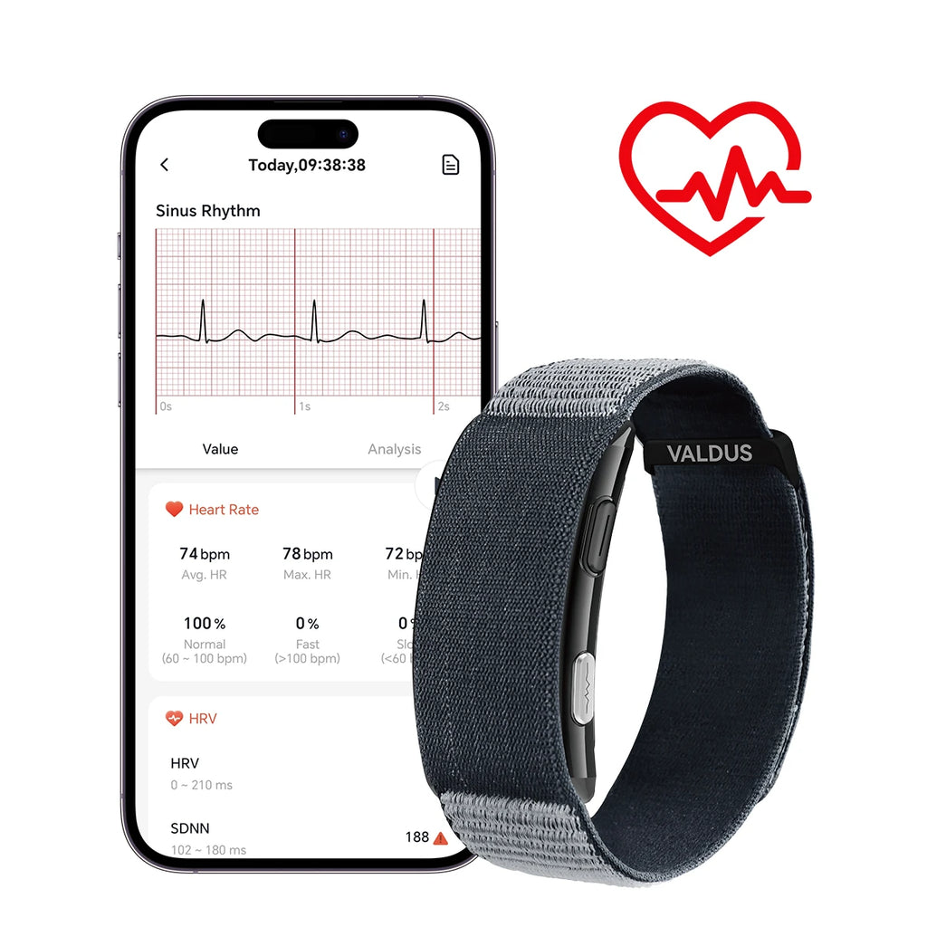 VALDUS Long Batterylife VITRO Smart Screenless ECG Health Care Heart Rate HRV Activity Fitness Tracker Band Smart Bracelet