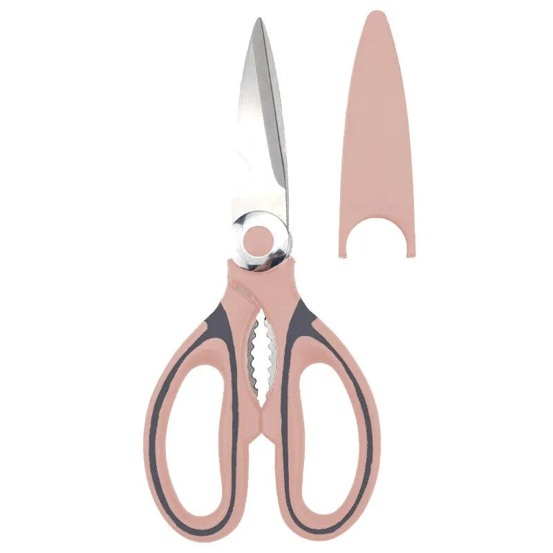 Stainless Steel Kitchen Scissors Multifunctional Household Chicken Bone Scissors With Lid Can Be Opened To Clip Walnuts