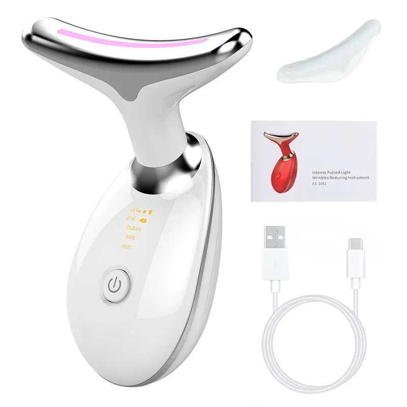 7 Colors Face Neck Massager Facial Lifting Device Skin Tightening Anti Wrinkle Vibration Machine Daily Skin Care Beauty Tools