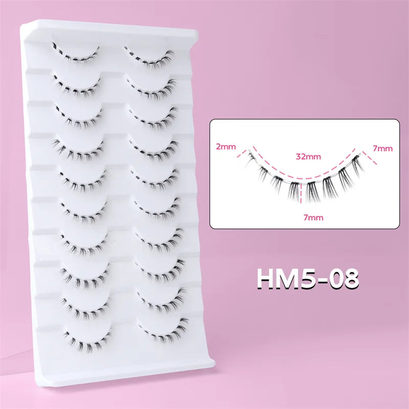 10Pairs Lower Eyelashes Pack Under Eye Lashes Soft Lower Eyelashes 100% Handmade Clear Band Manga Bottom Lashes Makeup Tools